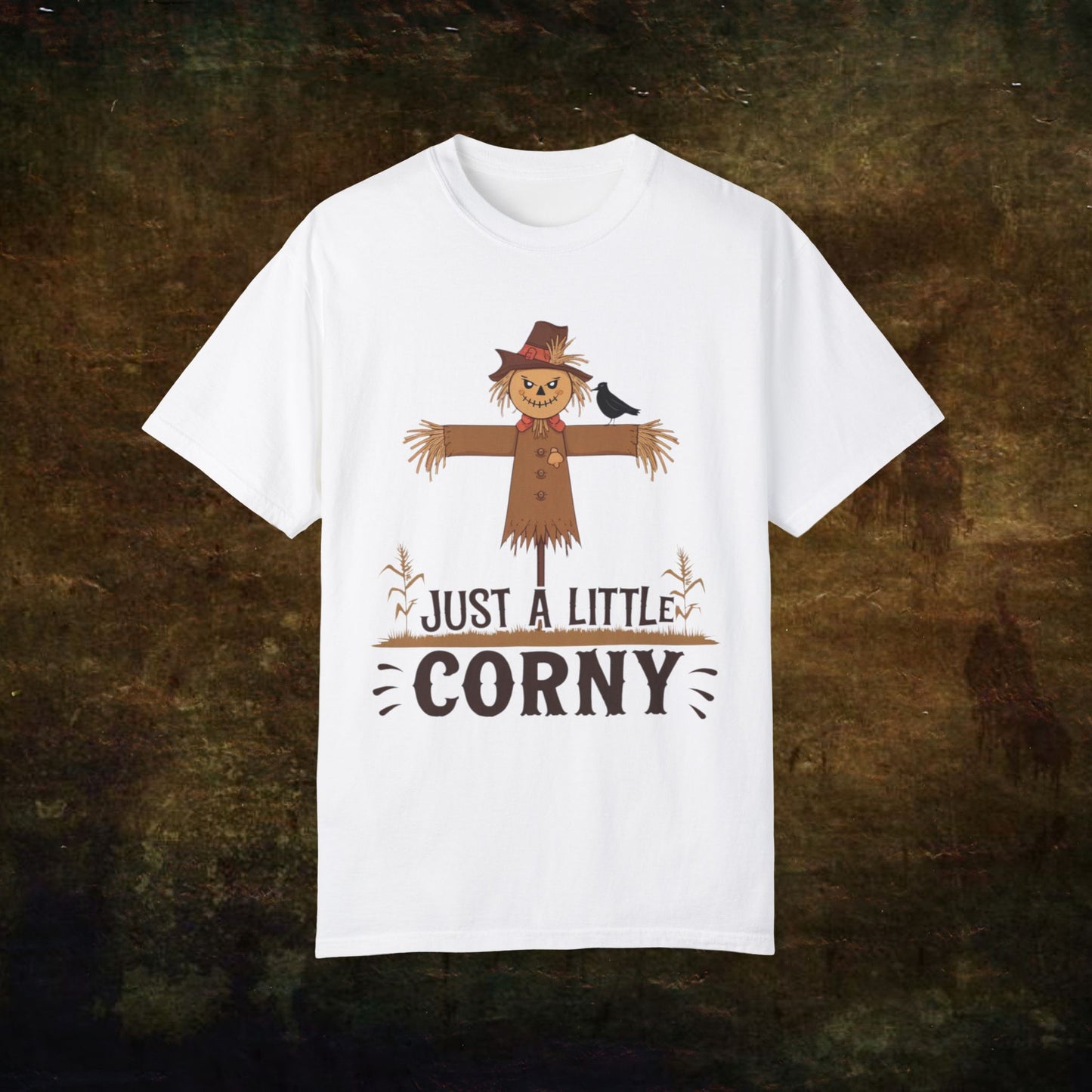 Halloween Funny Scarecrow Graphic Tee, Just A Little Corny T-Shirt, Fall Season Shirt, Cute Autumn Humor Top, Casual Tee Shirt