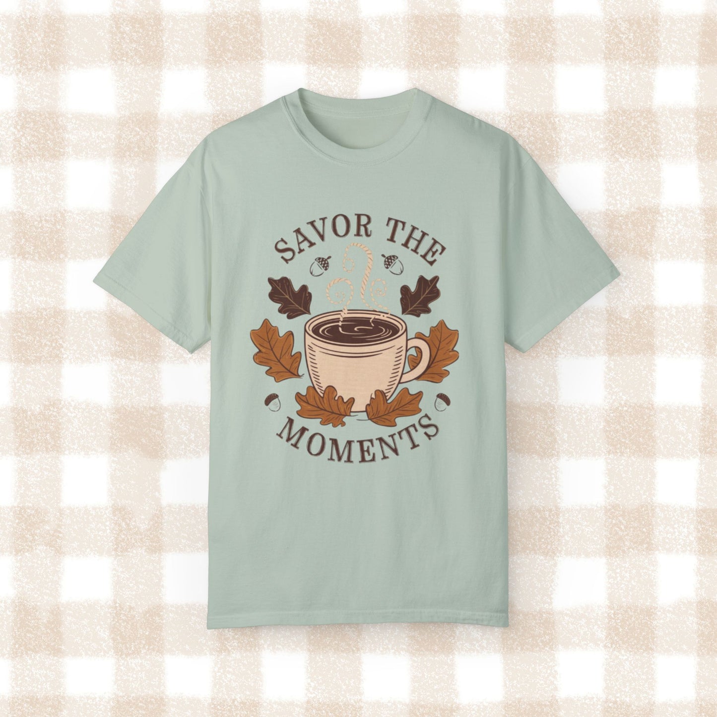 Savor the Moments Coffee Art T-Shirt, Fall Season T-Shirt, Cozy Autumn Tee, Comfortable Everyday Wear, Stylish Casual Top