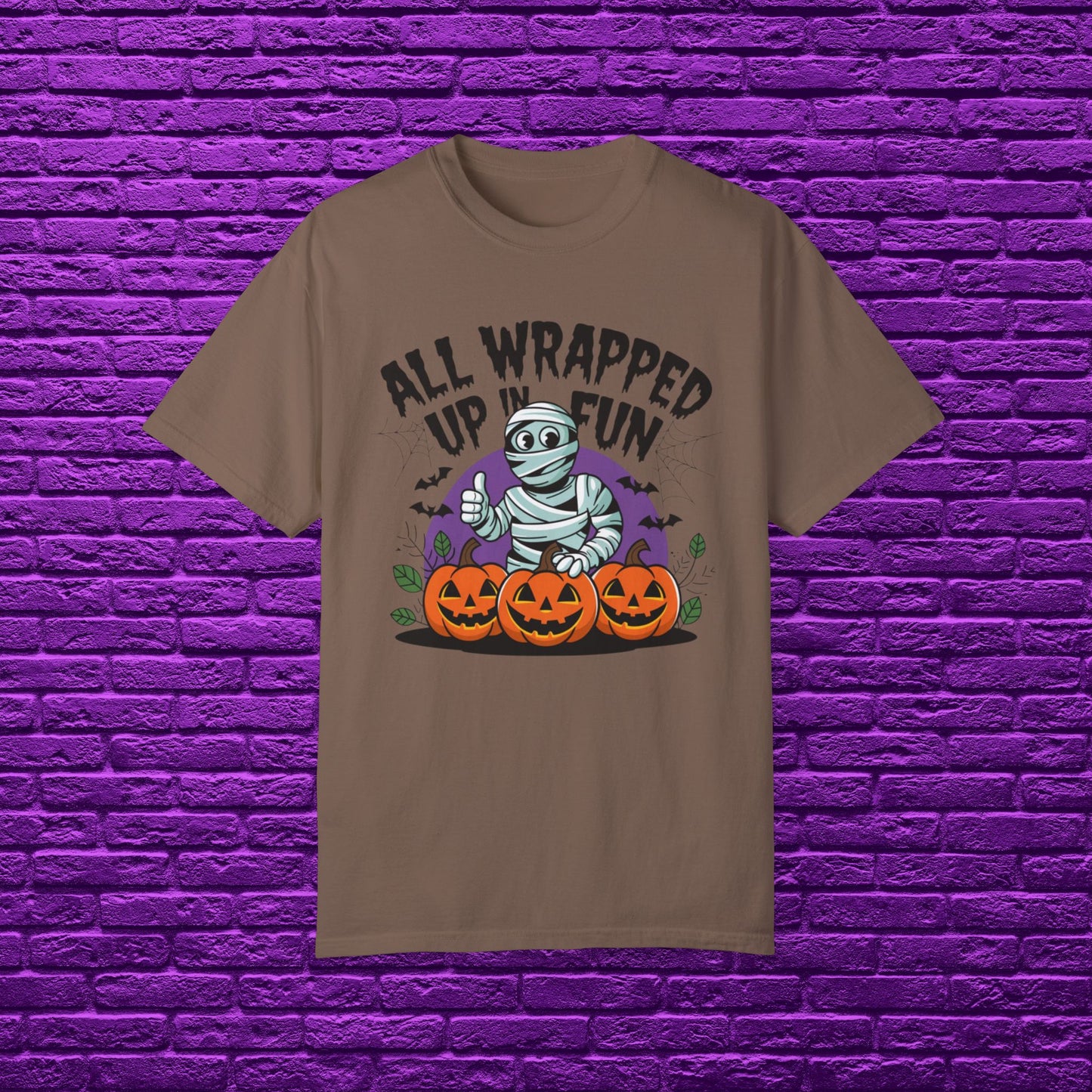 Mummy Halloween T-Shirt, All Wrapped Up In Fun Shirt, Funny Halloween Tee, Cute Halloween Mummy Design, Pumpkin Halloween Shirt