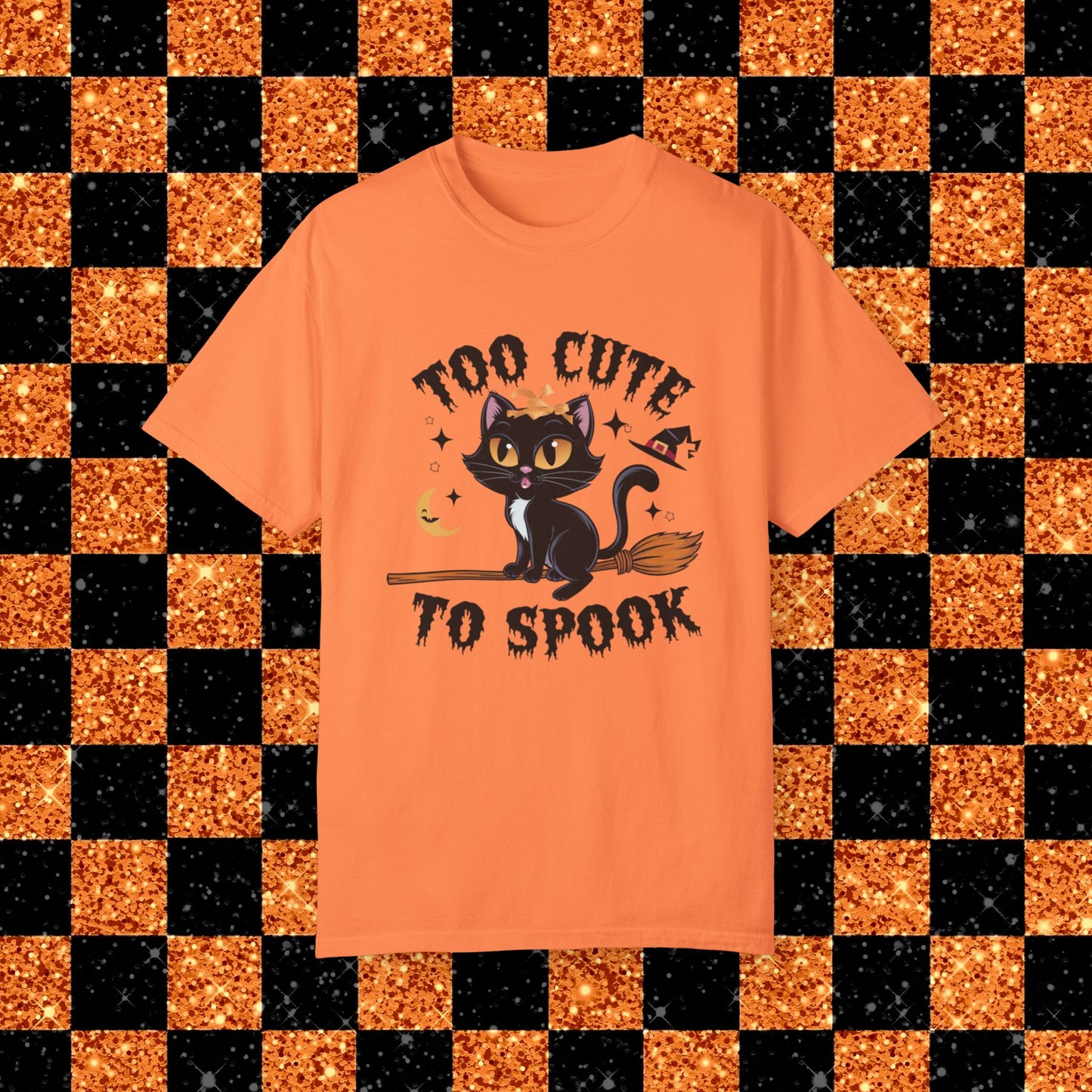 Halloween Cat T-Shirt, Too Cute To Spook, Black Cat Witch Costume, Cute Halloween Shirt, Funny Witchy Tee, Spooky Season Apparel