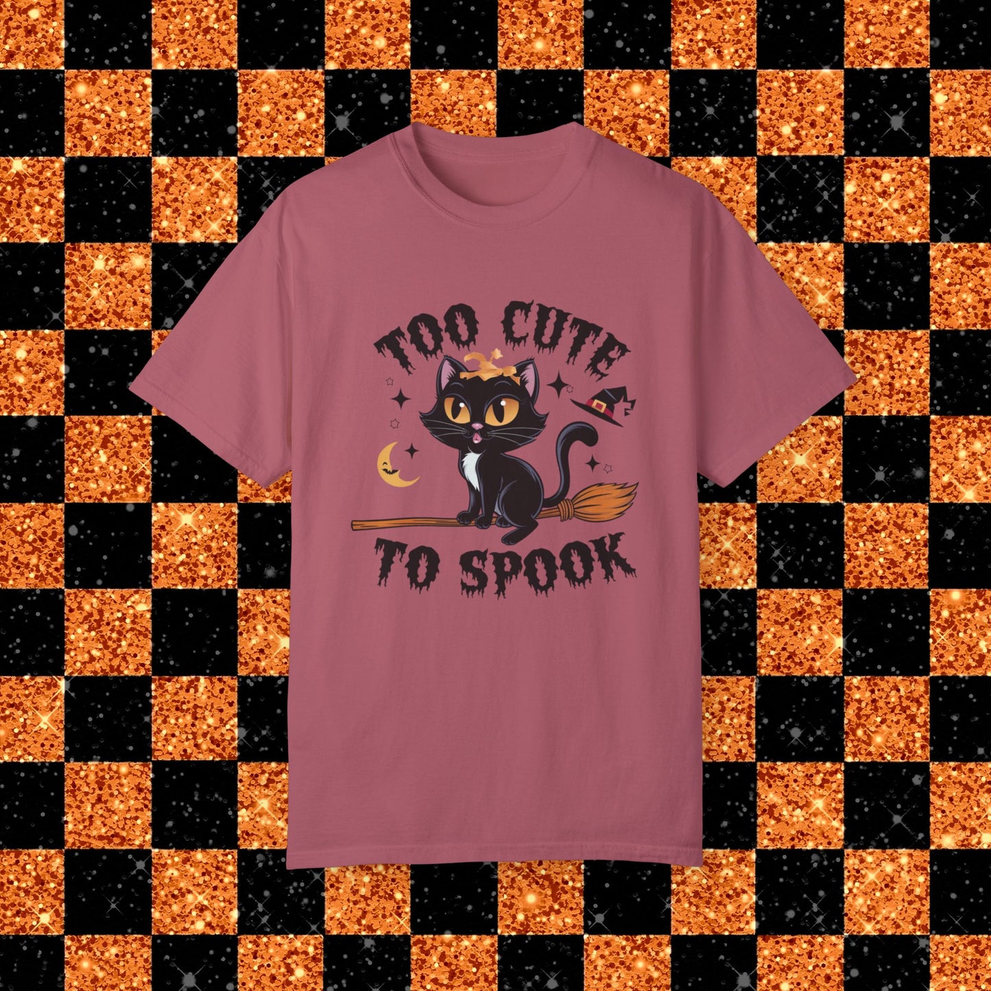 Halloween Cat T-Shirt, Too Cute To Spook, Black Cat Witch Costume, Cute Halloween Shirt, Funny Witchy Tee, Spooky Season Apparel