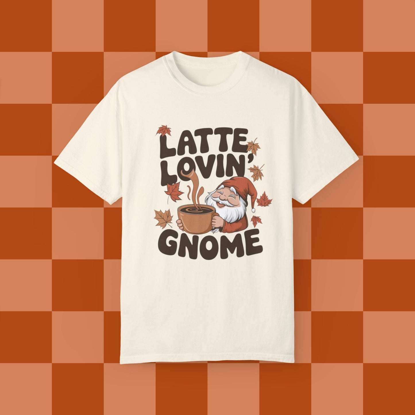 Latte Lovin Gnome T-Shirt Cute Coffee Lover Shirt Fall Gnome Graphic Tee Latte Lover TShirt Gift for Coffee Enthusiasts