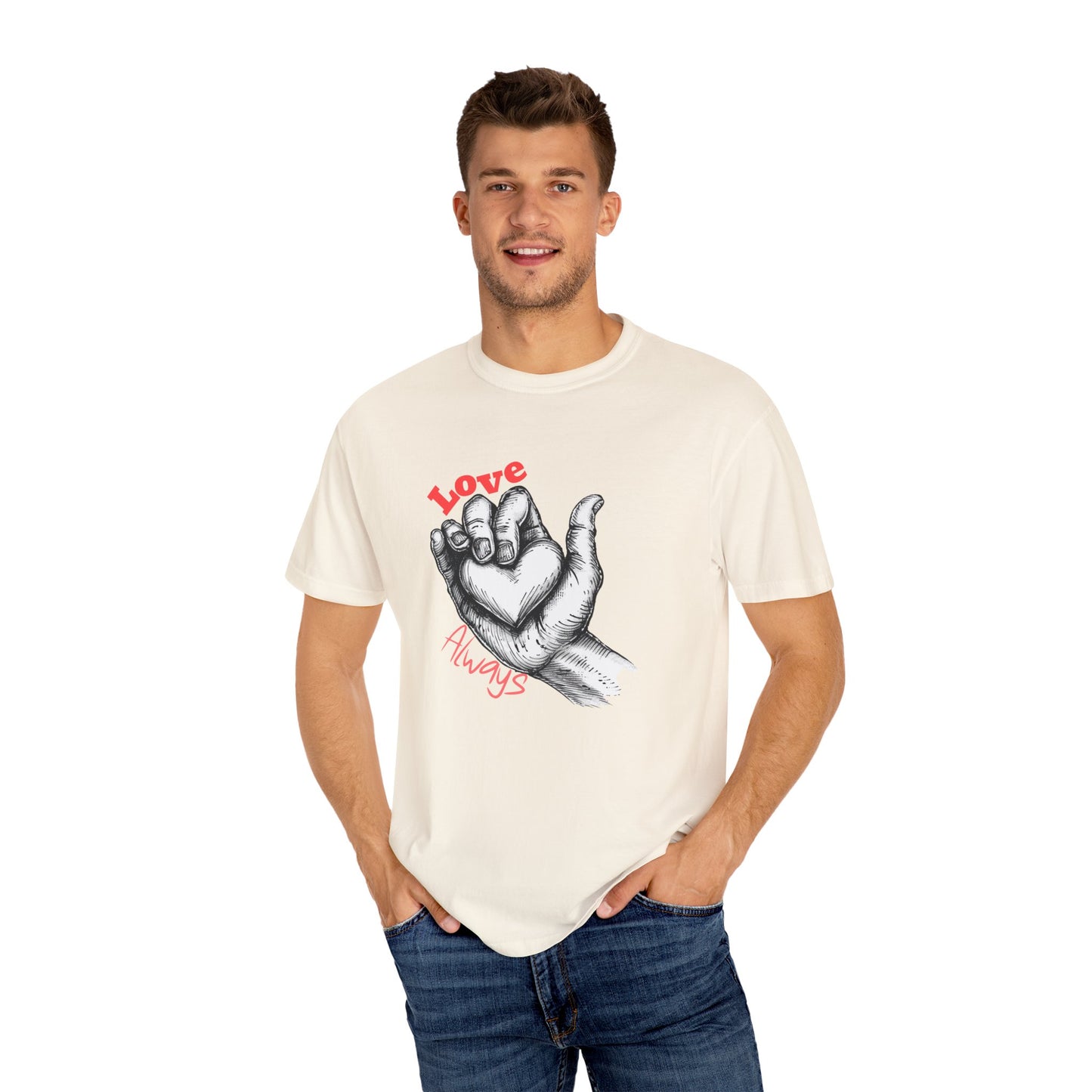 Love Always Hand Holding Heart Graphic Shirt, Unique Romantic T-Shirt, Heartwarming Love Tee, Thoughtful Gift for Loved Ones