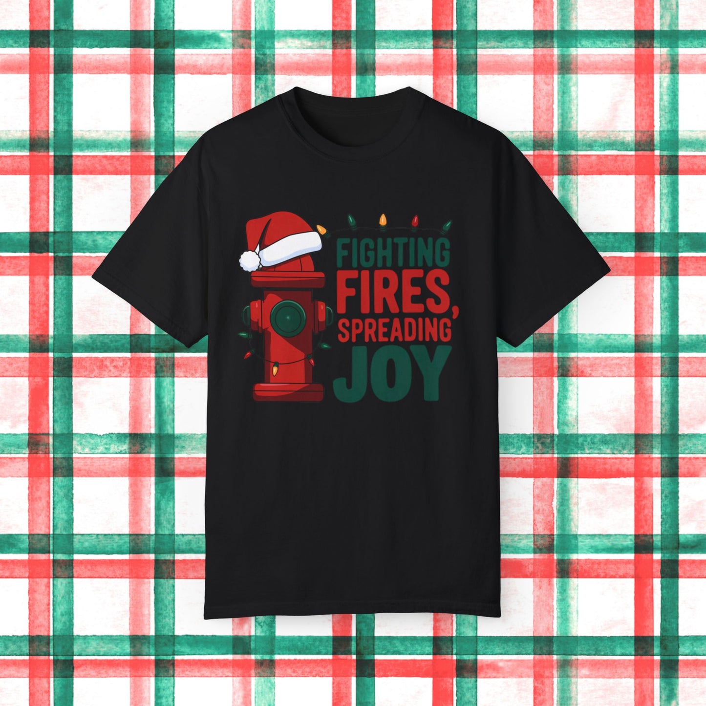 Funny Christmas Firefighter Shirt, Fighting Fires Spreading Joy T-Shirt, Firefighter Xmas Gift, Holiday Firefighter Tee