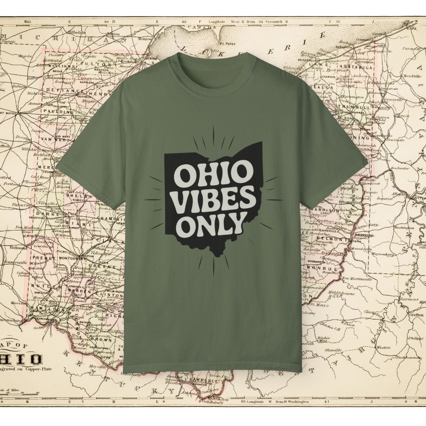 Ohio Vibes Only T-Shirt, Fun Ohio Graphic Tee, Ohio Pride Shirt, Trendy Ohio Apparel, State Love T-Shirt