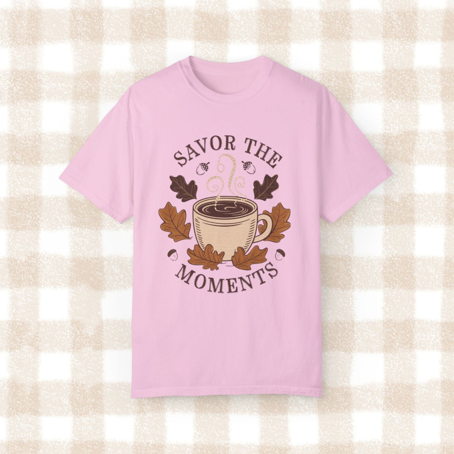 Savor the Moments Coffee Art T-Shirt, Fall Season T-Shirt, Cozy Autumn Tee, Comfortable Everyday Wear, Stylish Casual Top