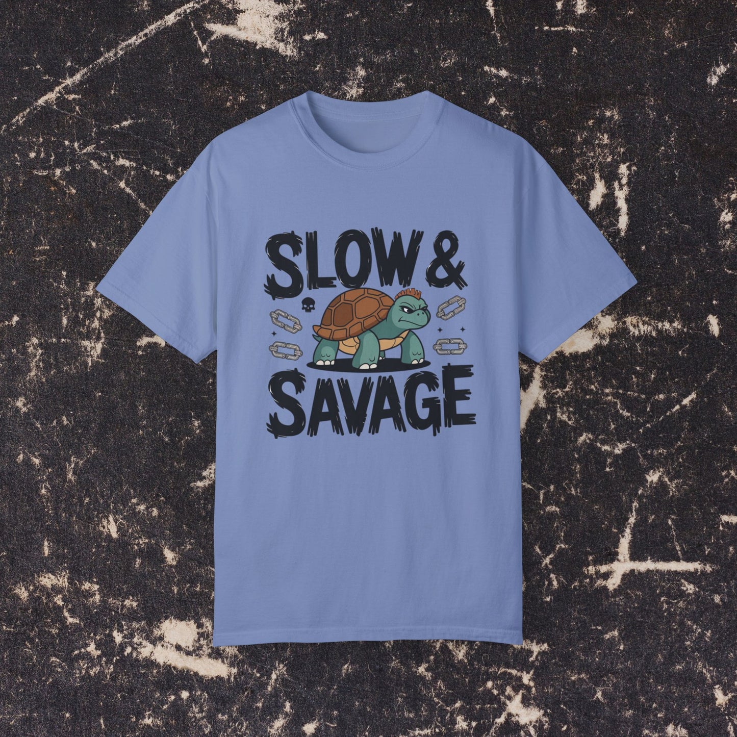 Funny Turtle Graphic Tee, Slow and Savage T-Shirt, Cute Animal Themed Shirt, Unique Gift for Turtle Lovers, Humorous Clothing