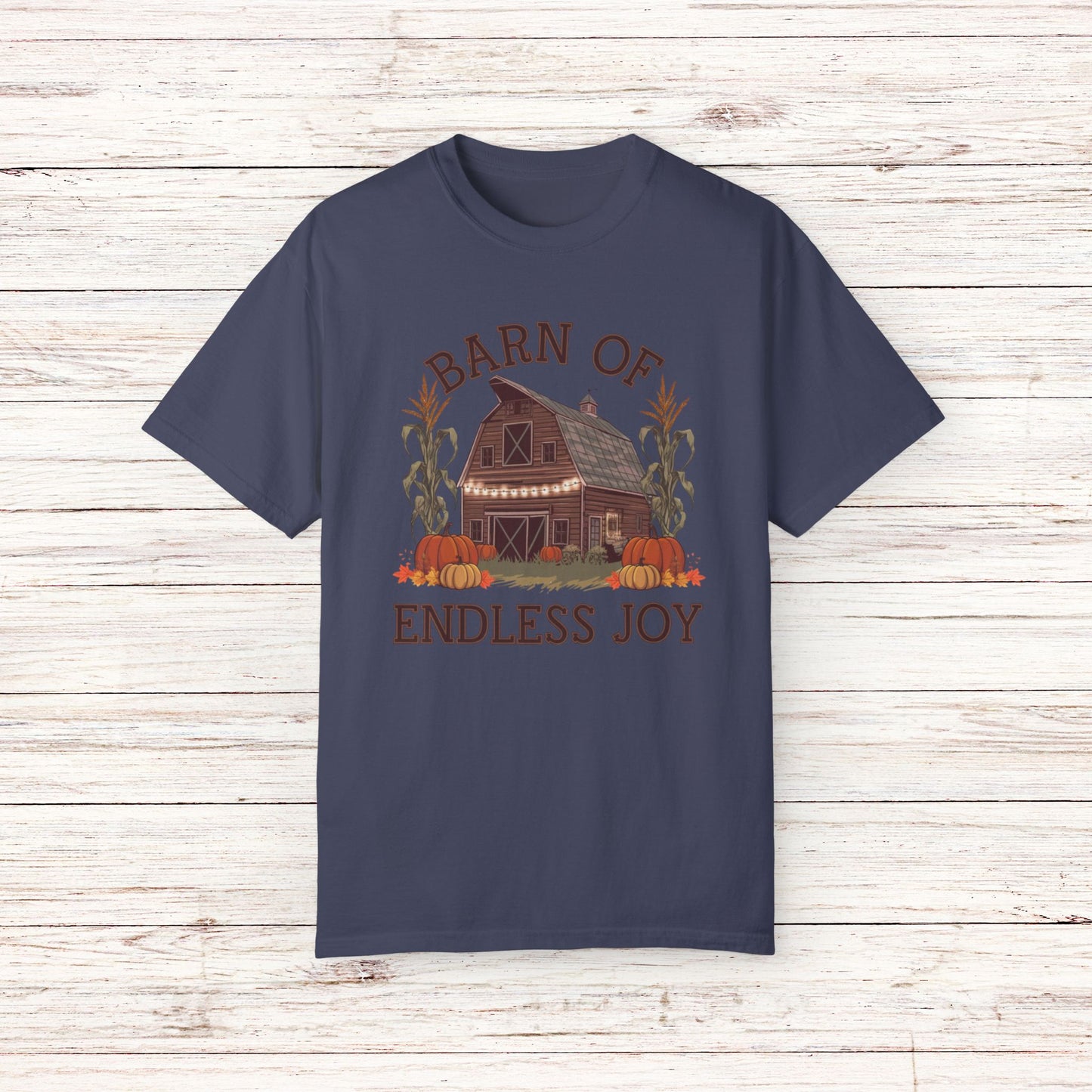 Vintage Farmhouse Barn of Endless Joy Graphic, Fall Harvest Pumpkin Patch T-Shirt, Retro Autumn Country Life Tee