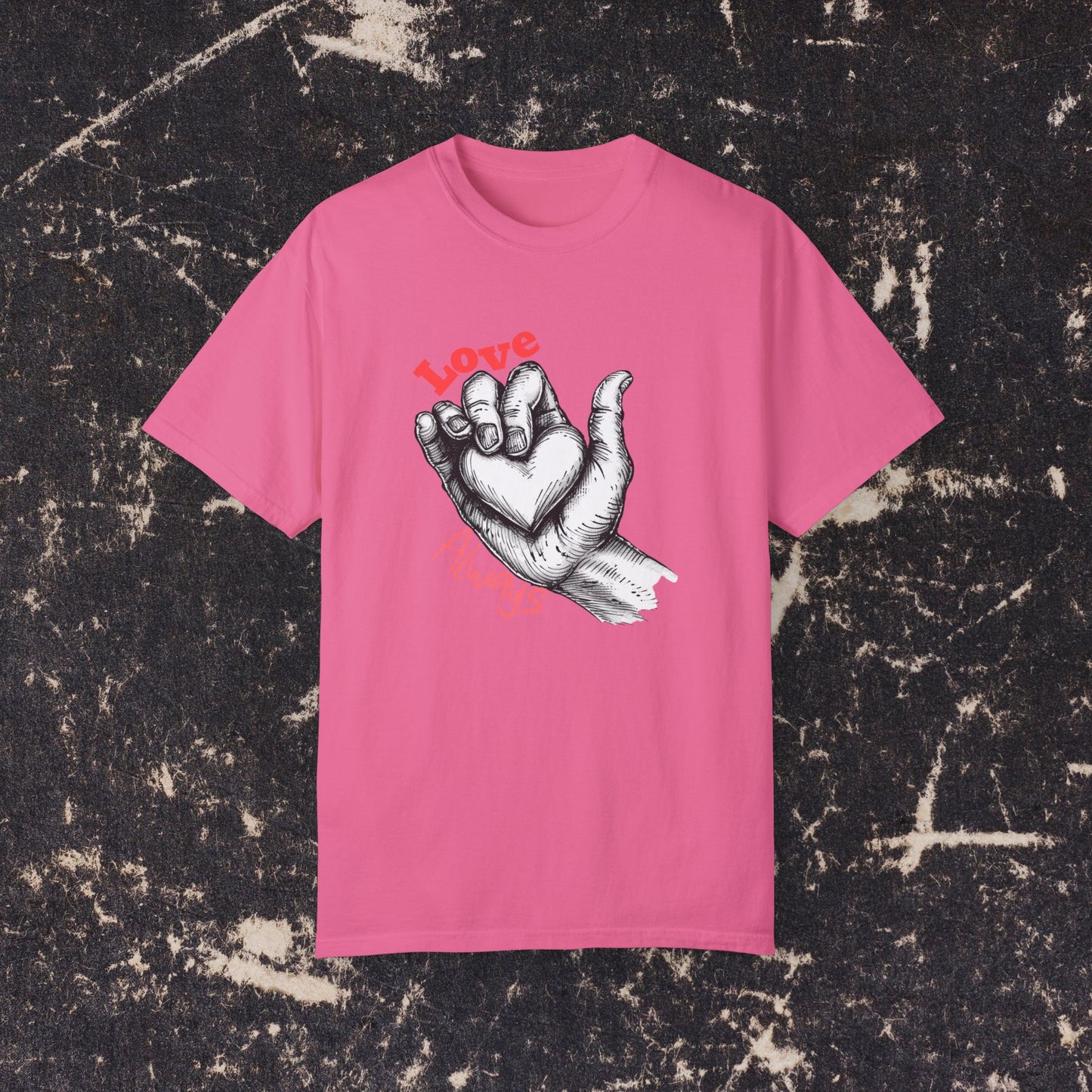 Love Always Hand Holding Heart Graphic Shirt, Unique Romantic T-Shirt, Heartwarming Love Tee, Thoughtful Gift for Loved Ones