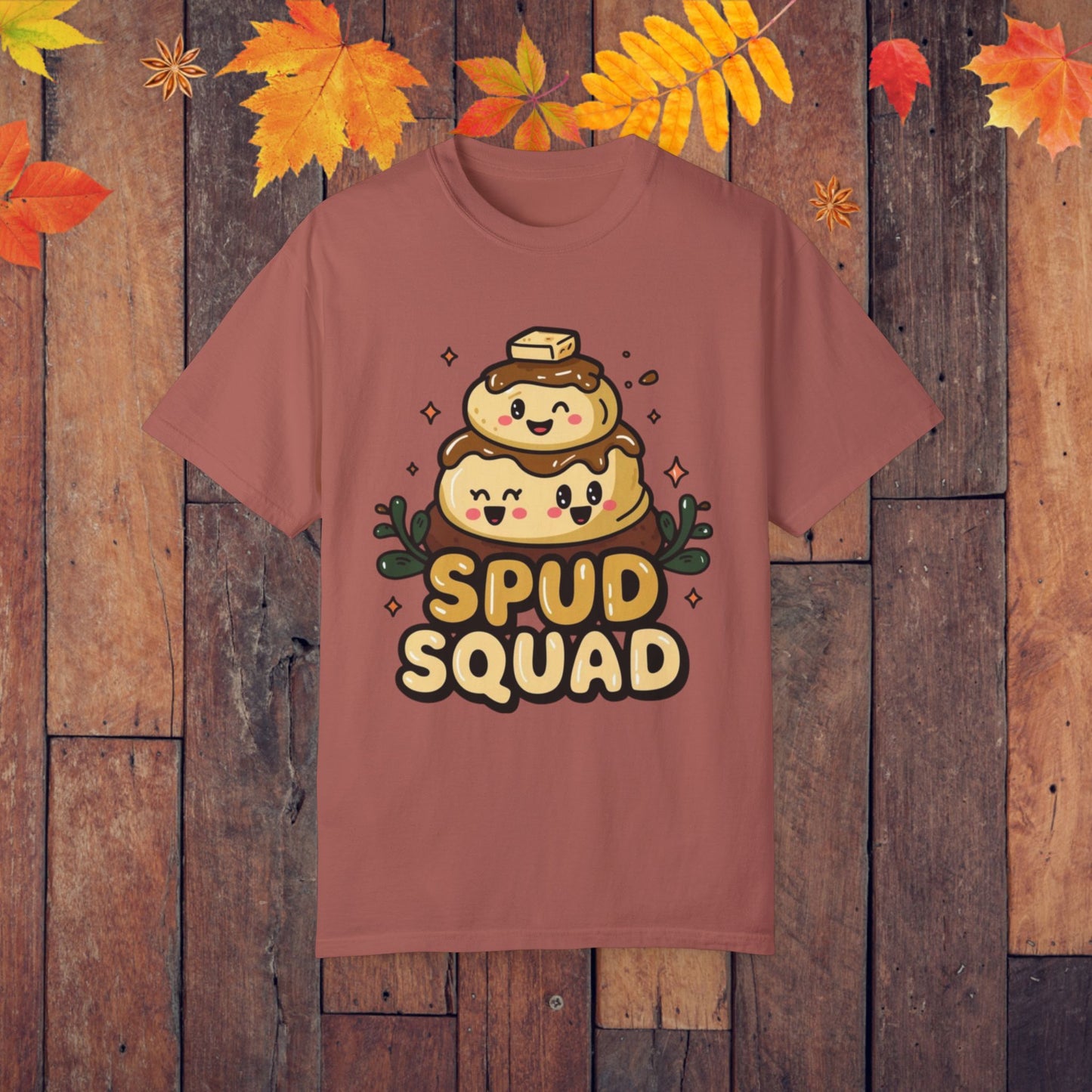 Cute Spud Squad Graphic T-Shirt, Potato Lovers Funny Tee, Kawaii Foodie Shirt, Adorable Cartoon Potatoes Top, Cute Veggie Tshirt