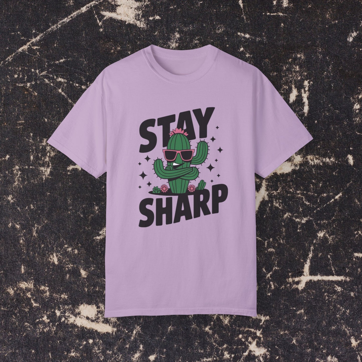 Funny Cactus T-Shirt, Stay Sharp Graphic Tee, Cool Cactus Shirt, Cactus Wearing Sunglasses, Unique Cactus Gift, Trendy T-Shirt  Garment-Dyed T-shirt