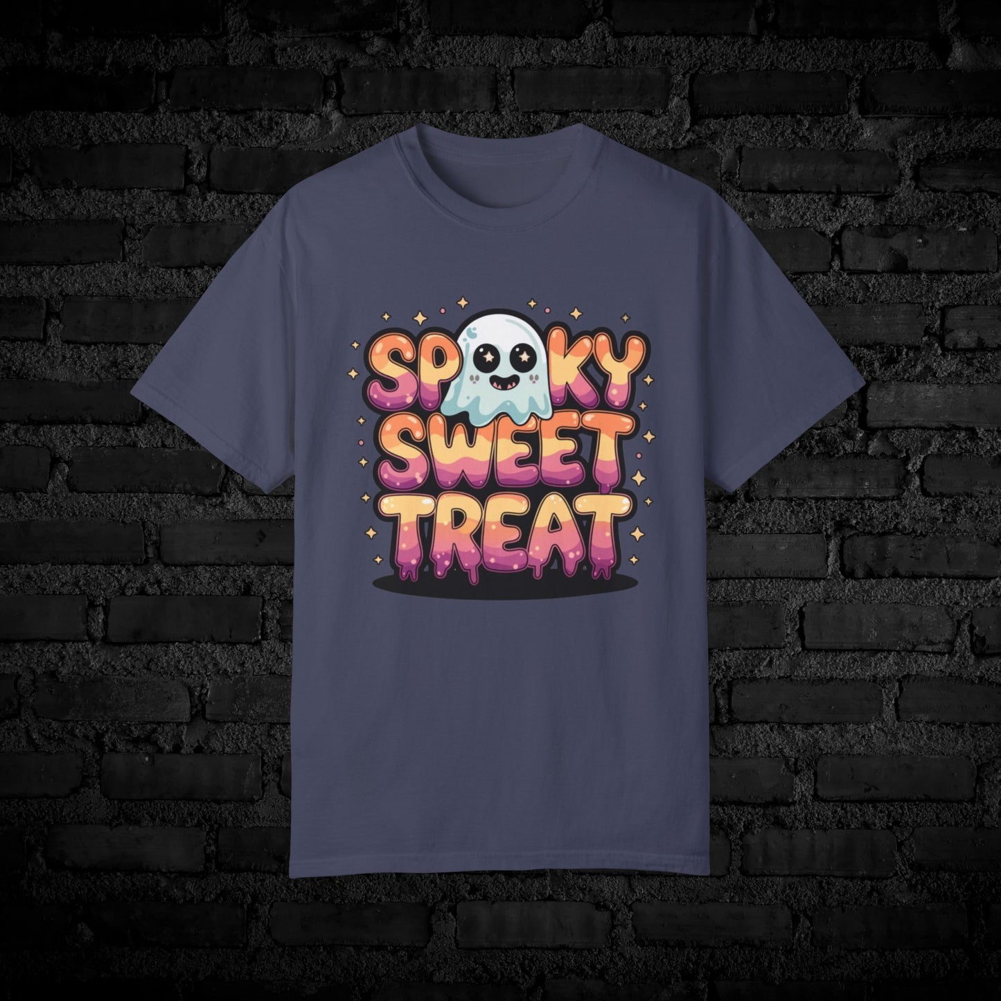 Spooky Sweet Treat T-Shirt, Cute Halloween Ghost Shirt, Kawaii Style Halloween Tee, Adorable Boo Shirt, Fun Halloween Apparel