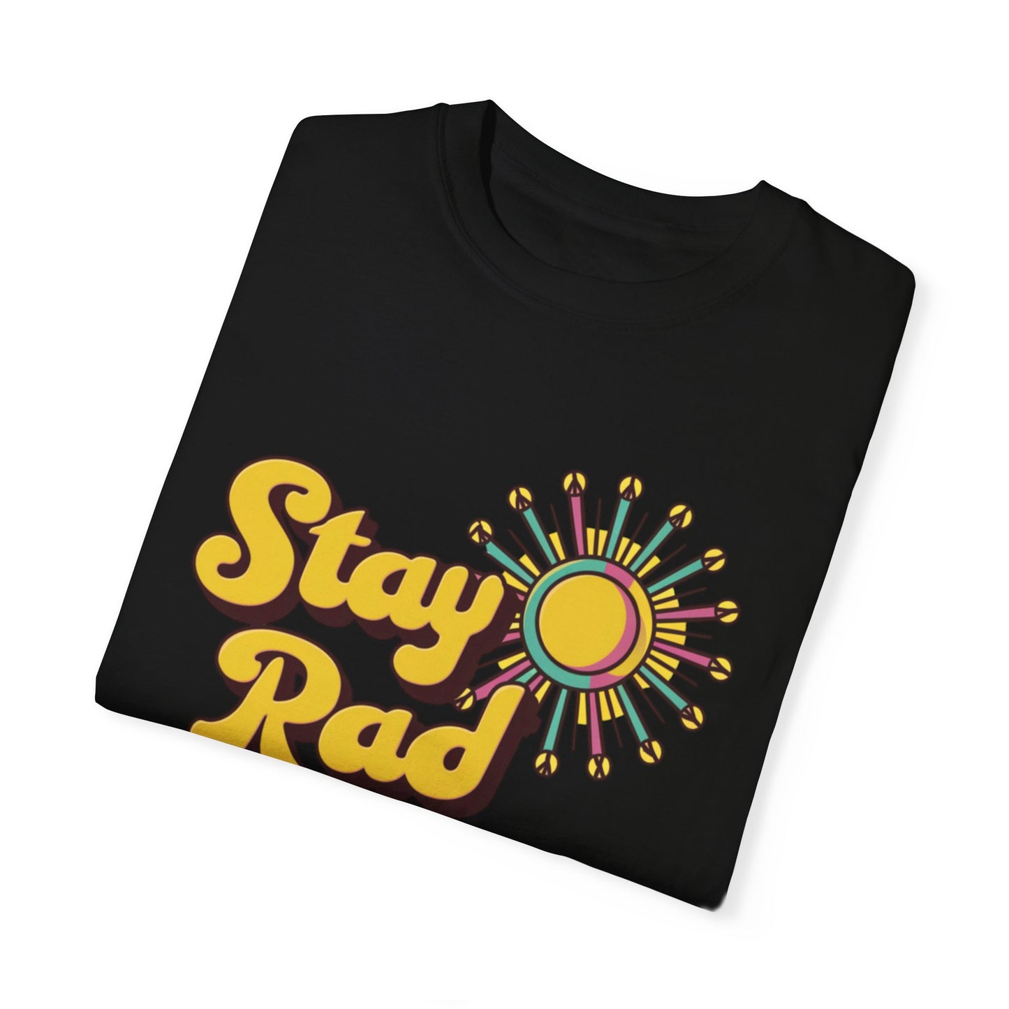 Stay Rad Retro Sunshine Graphic T-Shirt, Vintage Style Tee, Positive Vibes Summer Shirt, Fun Casual Outfit, Groovy Statement Top