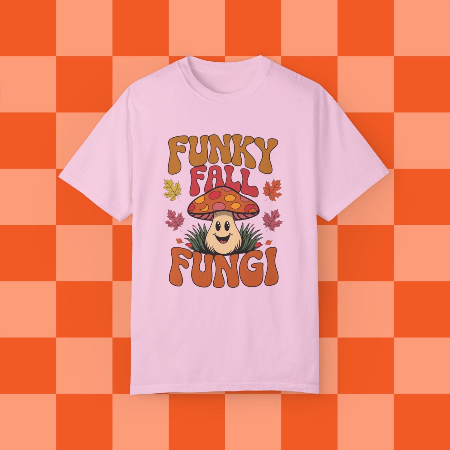 Funky Fall Fungi T-Shirt, Cute Mushroom Autumn Tee, Retro Fall Season Shirt, Unique Graphic Tee for Fall, Fun Autumn Outfit