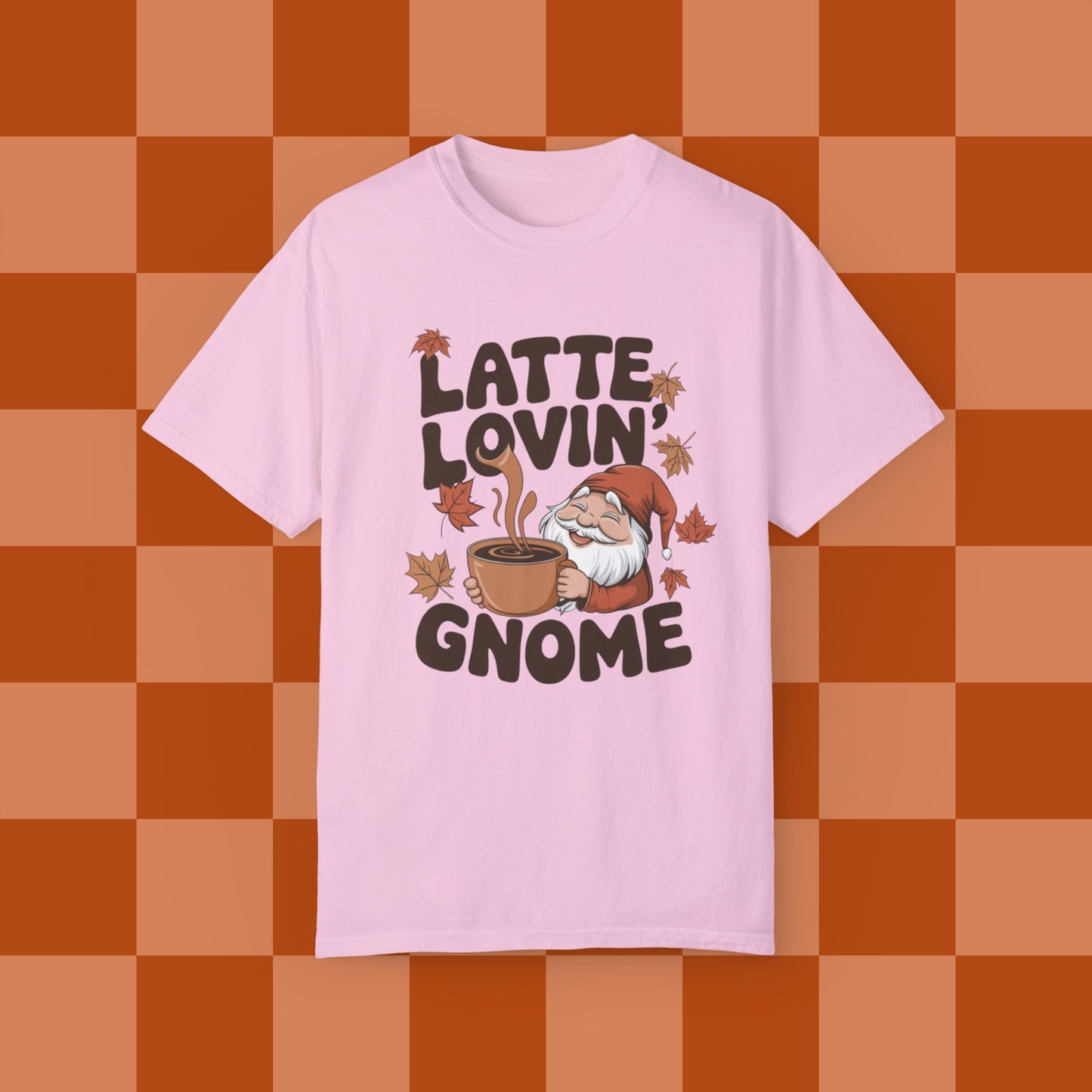 Latte Lovin Gnome T-Shirt Cute Coffee Lover Shirt Fall Gnome Graphic Tee Latte Lover TShirt Gift for Coffee Enthusiasts