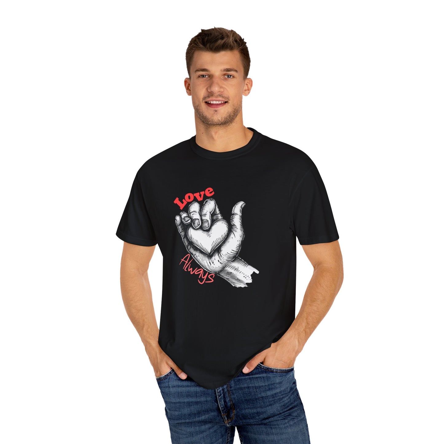 Love Always Hand Holding Heart Graphic Shirt, Unique Romantic T-Shirt, Heartwarming Love Tee, Thoughtful Gift for Loved Ones