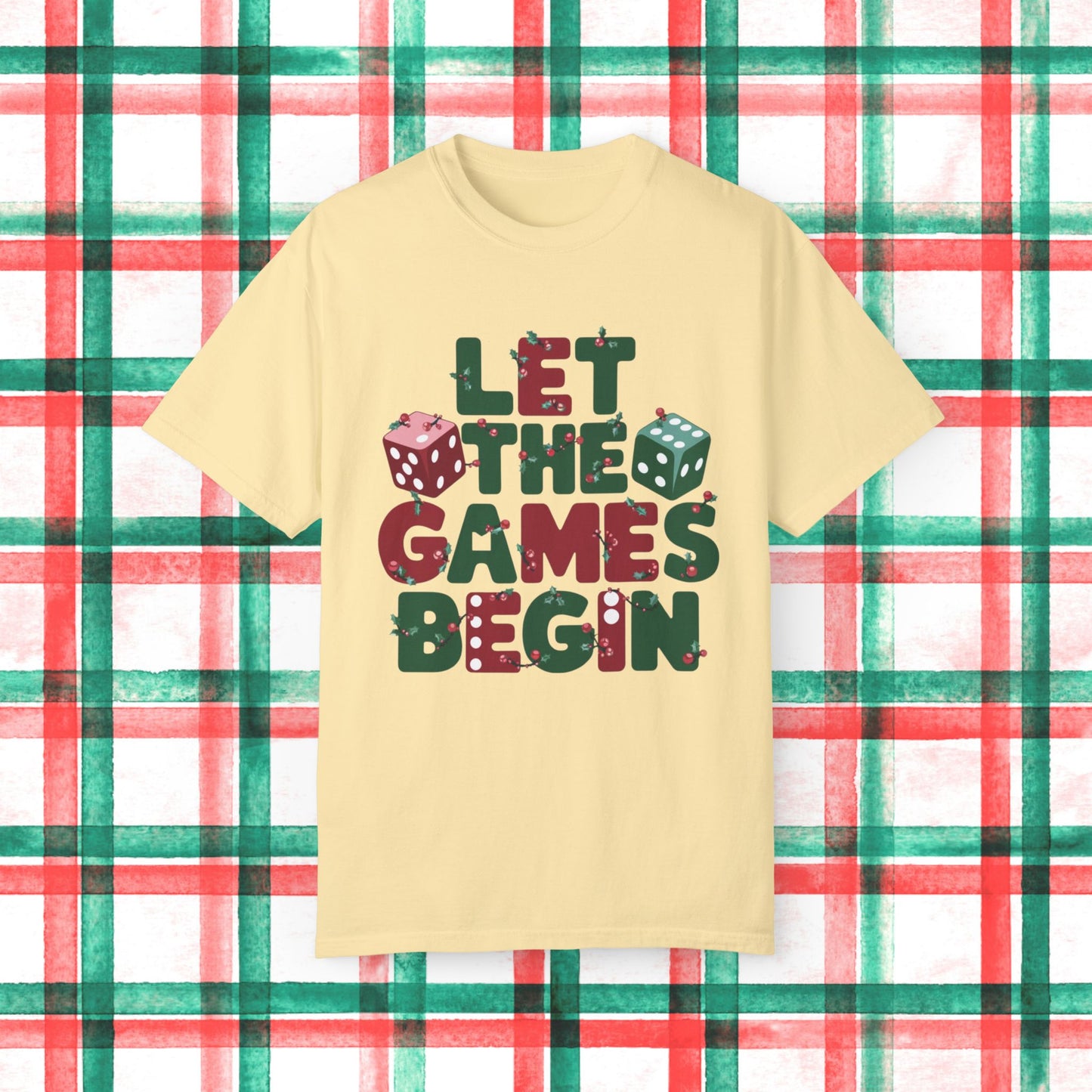 Christmas Board Game T-Shirt, Let the Games Begin Tee, Holiday Family Game Night Shirt, Dice Graphic Tee, Fun Party T-Shirt