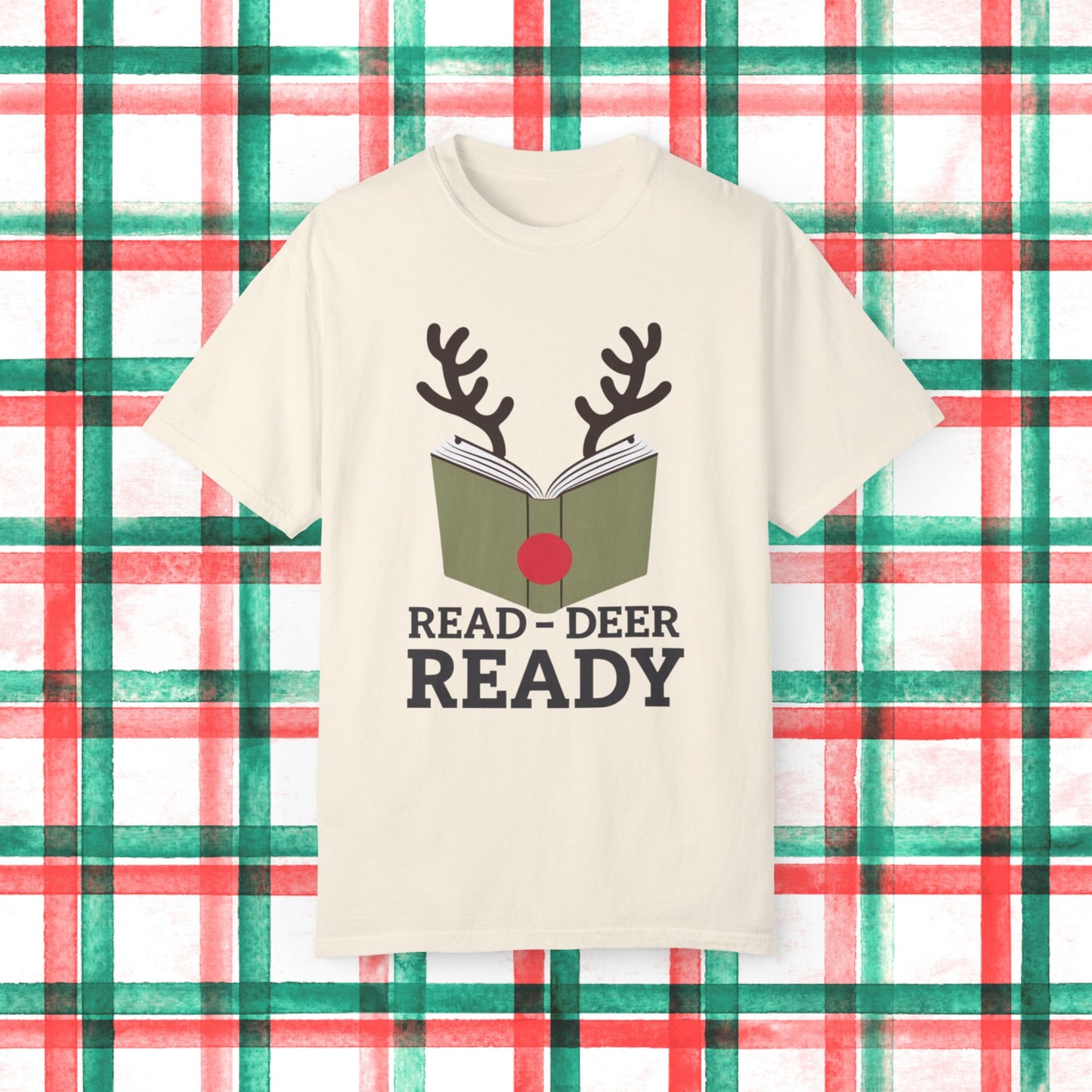 Read Deer Ready T-Shirt, Book Lover Shirt, Funny Reading Tee, Deer Antler Graphic, Christmas Shirt, Holiday Gift for Readers