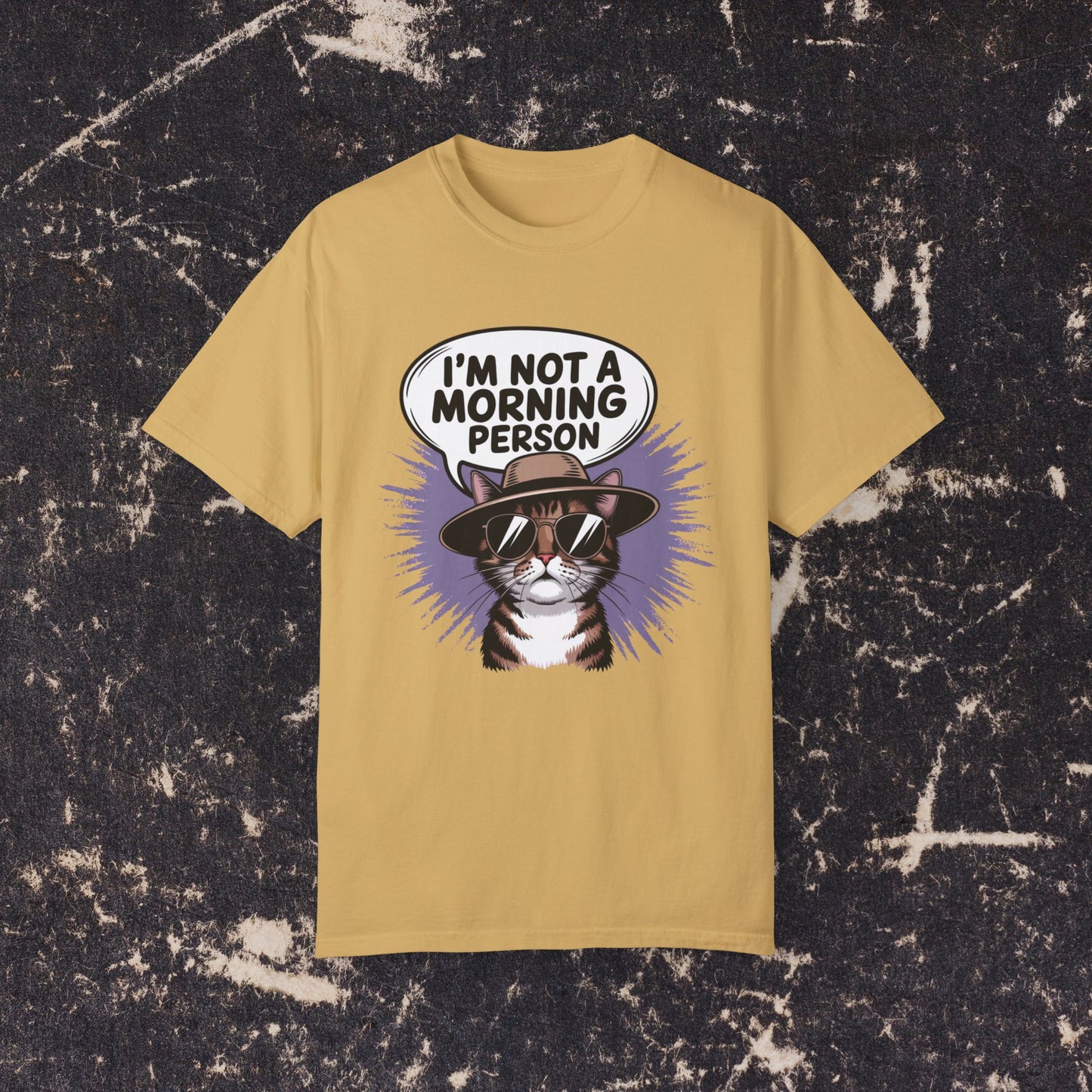 I'm Not A Morning Person Cat Graphic T-Shirt, Funny Cat Quote T-Shirt, Cat Lovers Shirt, Cool Cat Print Tee, Cute Cat Saying Top