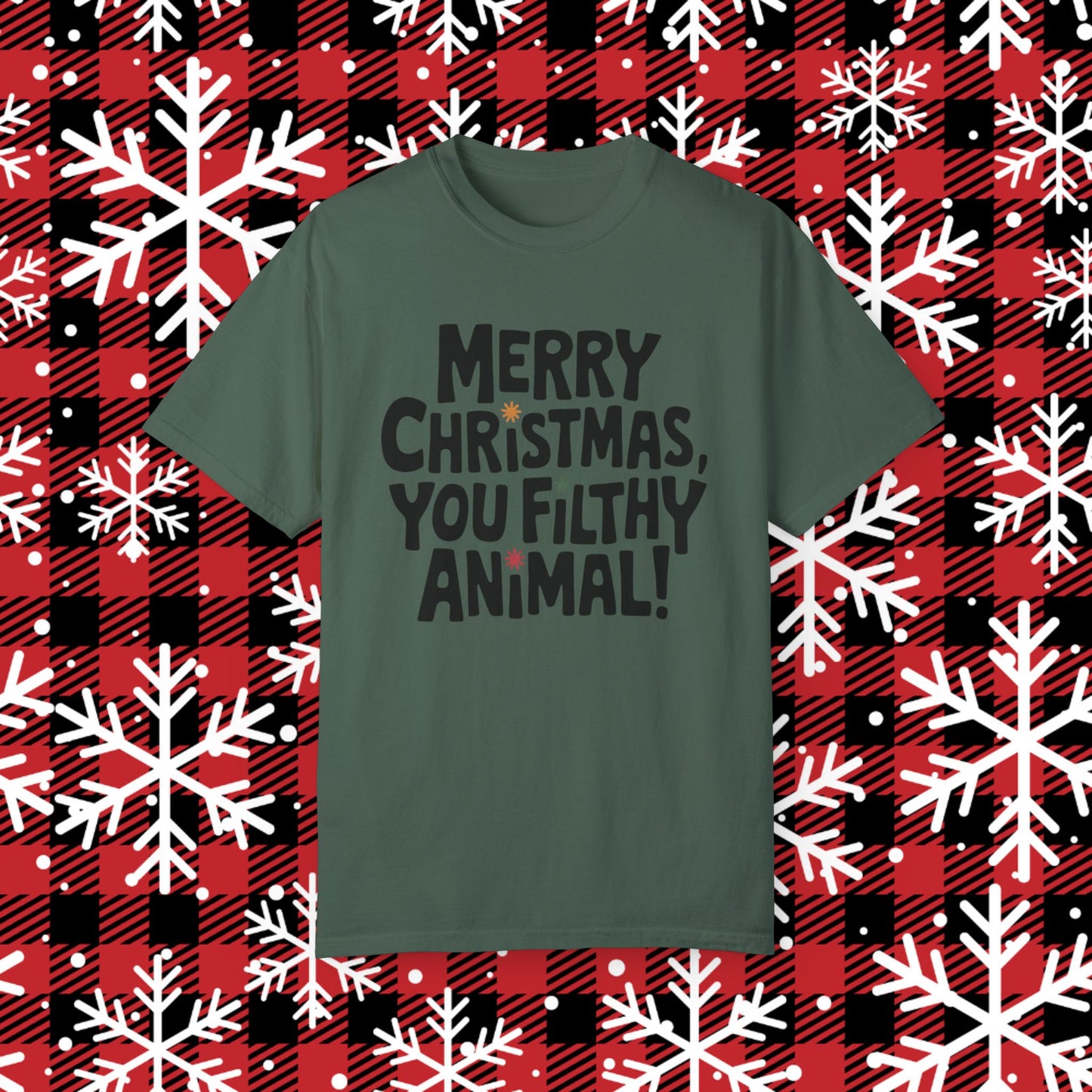 Merry Christmas You Filthy Animal T-Shirt, Funny Christmas T-Shirt, Holiday Graphic Tee, Christmas Movie Quote Shirt