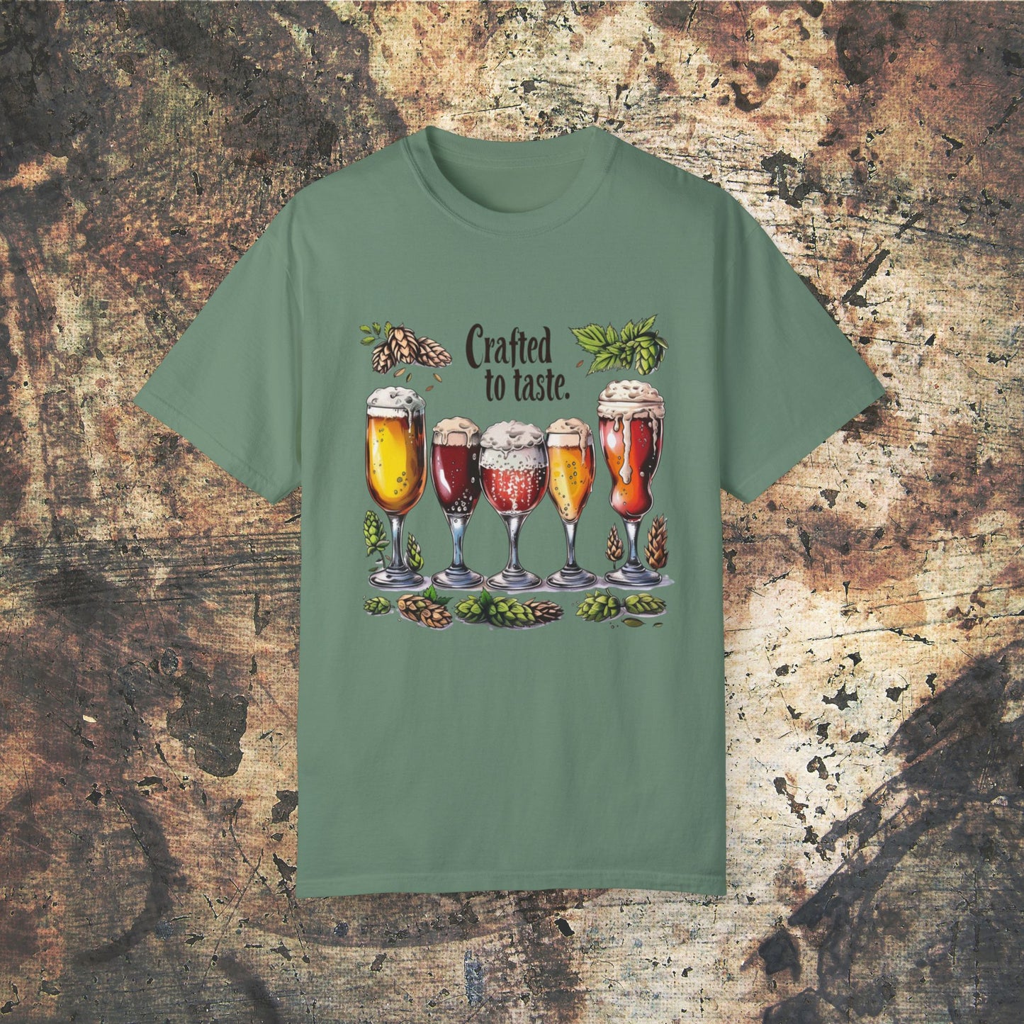 Crafted to Taste T-Shirt Fun Beer Lover Design Beer Glasses Art Shirt Brewery Hops Graphic Tee Unique Gift for Beer Enthusiasts