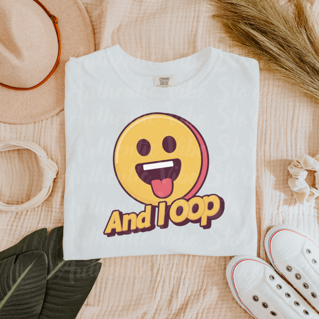 Funny Emoji And I Oop T-Shirt, Humor Graphic Tee, Perfect Novelty Gift, Cute Face Design, Casual Everyday Wear, Cool Fun Top