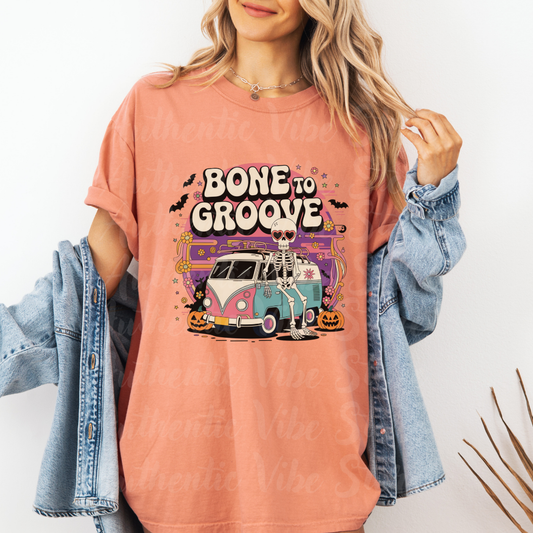 Vintage Skeleton Van Halloween T-Shirt, Retro Halloween Graphic Tee, Funky Skeleton Car T-Shirt, Spooky Season Shirt