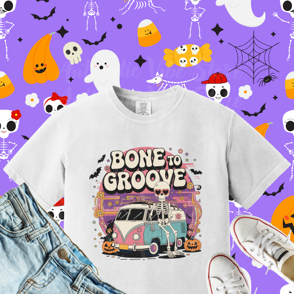 Vintage Skeleton Van Halloween T-Shirt, Retro Halloween Graphic Tee, Funky Skeleton Car T-Shirt, Spooky Season Shirt