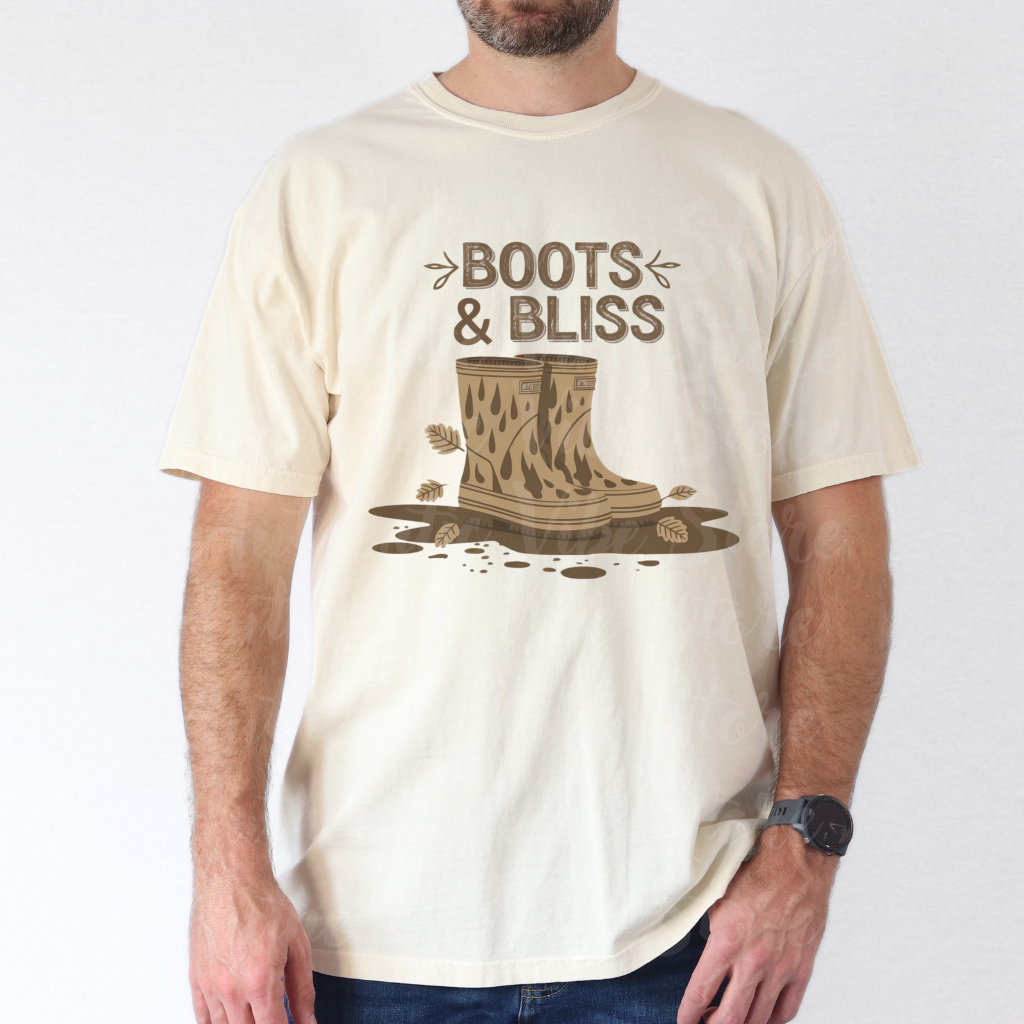 Boots and Bliss Graphic Tee, Comfortable Unisex T-Shirt, Casual Everyday Shirt, Fashionable Boots Design, Fall Apparel