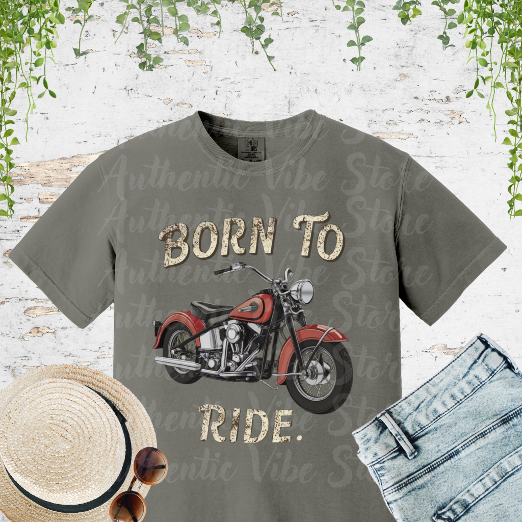 Born To Ride Graphic T-Shirt, Vintage Motorcycle Lover Shirt, Biker Gift, Retro Style Tee, Biker Enthusiast Apparel