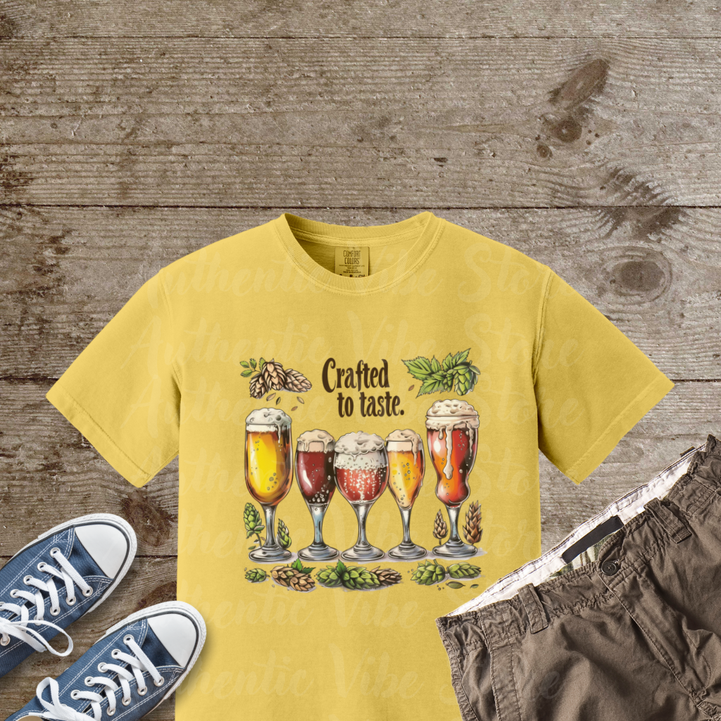 Crafted to Taste T-Shirt Fun Beer Lover Design Beer Glasses Art Shirt Brewery Hops Graphic Tee Unique Gift for Beer Enthusiasts