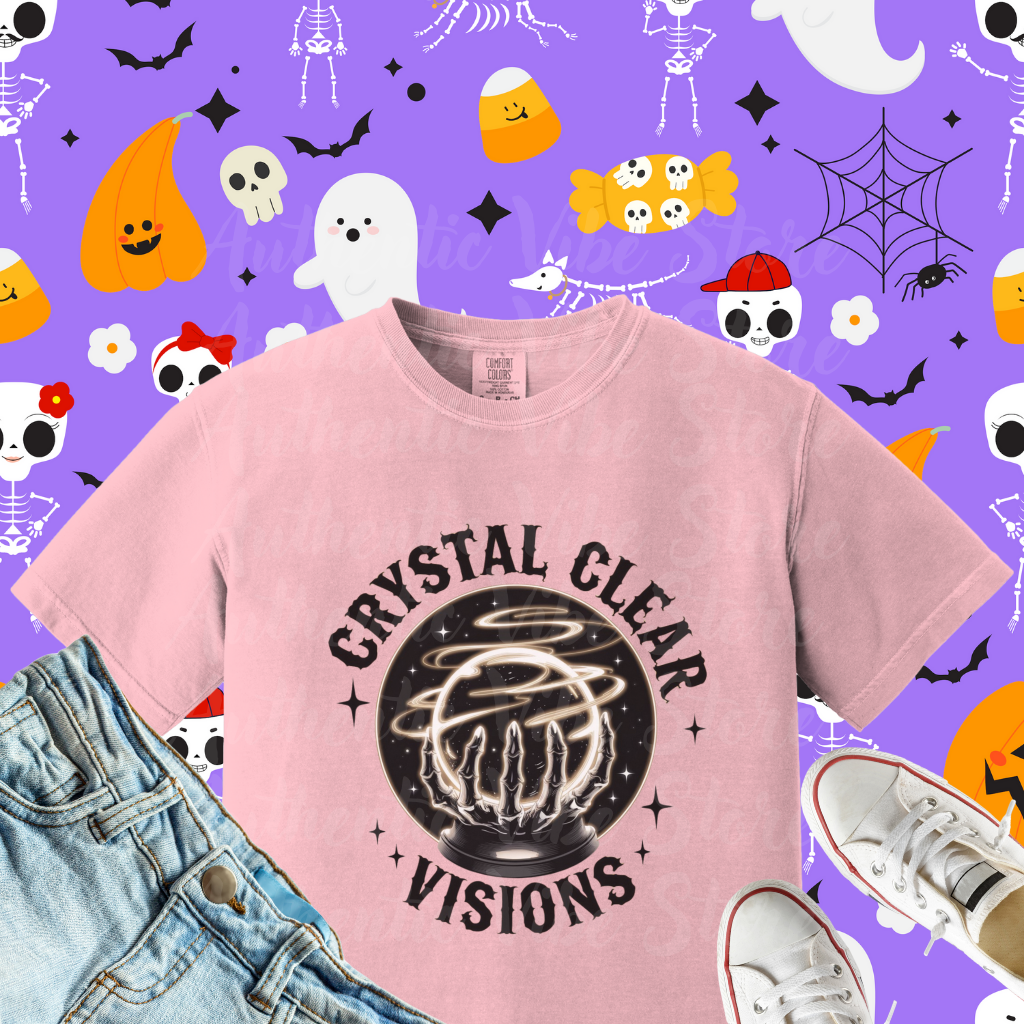 Crystal Clear Visions Unique Graphic Tee, Cosmic Hand Design T-Shirt, Trendy Unisex Shirt, Mystical Casual Wear, Fashionable Tee