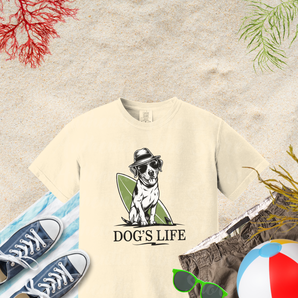 Cool Dog with Sunglasses and Hat Graphic T-Shirt, Dog's Life Casual Wear, Graphic Tee for Dog Lovers, Fun and Stylish Shirt