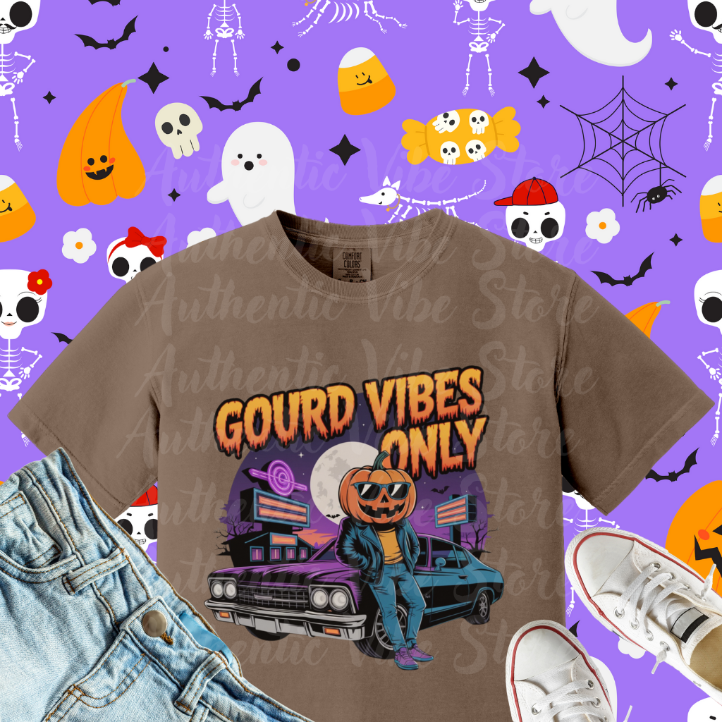 Gourd Vibes Only Halloween T-Shirt, Retro Halloween Pumpkin Shirt, Spooky Season Graphic Tee, Funny Halloween Party Shirt