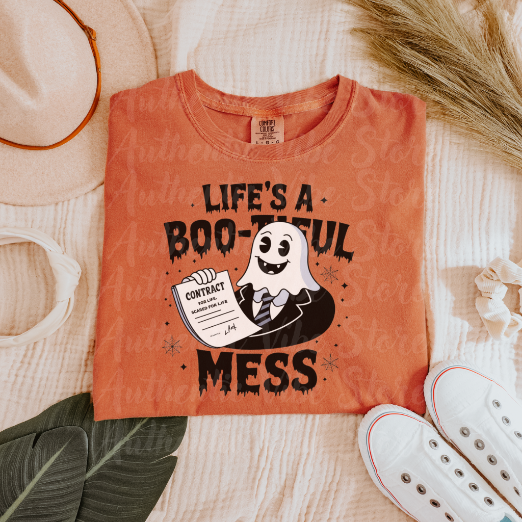 Ghost Halloween T-Shirt, Funny Ghost Design Tee, Life's A Boo-tiful Mess Shirt, Unique Halloween Gift, Spooky Graphic Tee