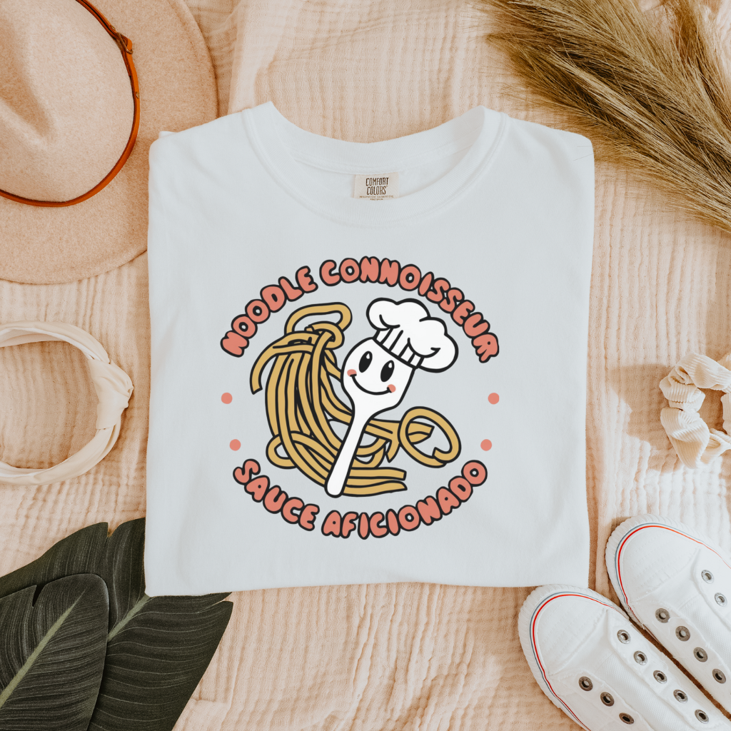 Noodle Connoisseur T-Shirt, Sauce Aficionado Tee, Funny Foodie Gift Shirt, Ramen Lover Top, Pasta Enthusiast Apparel