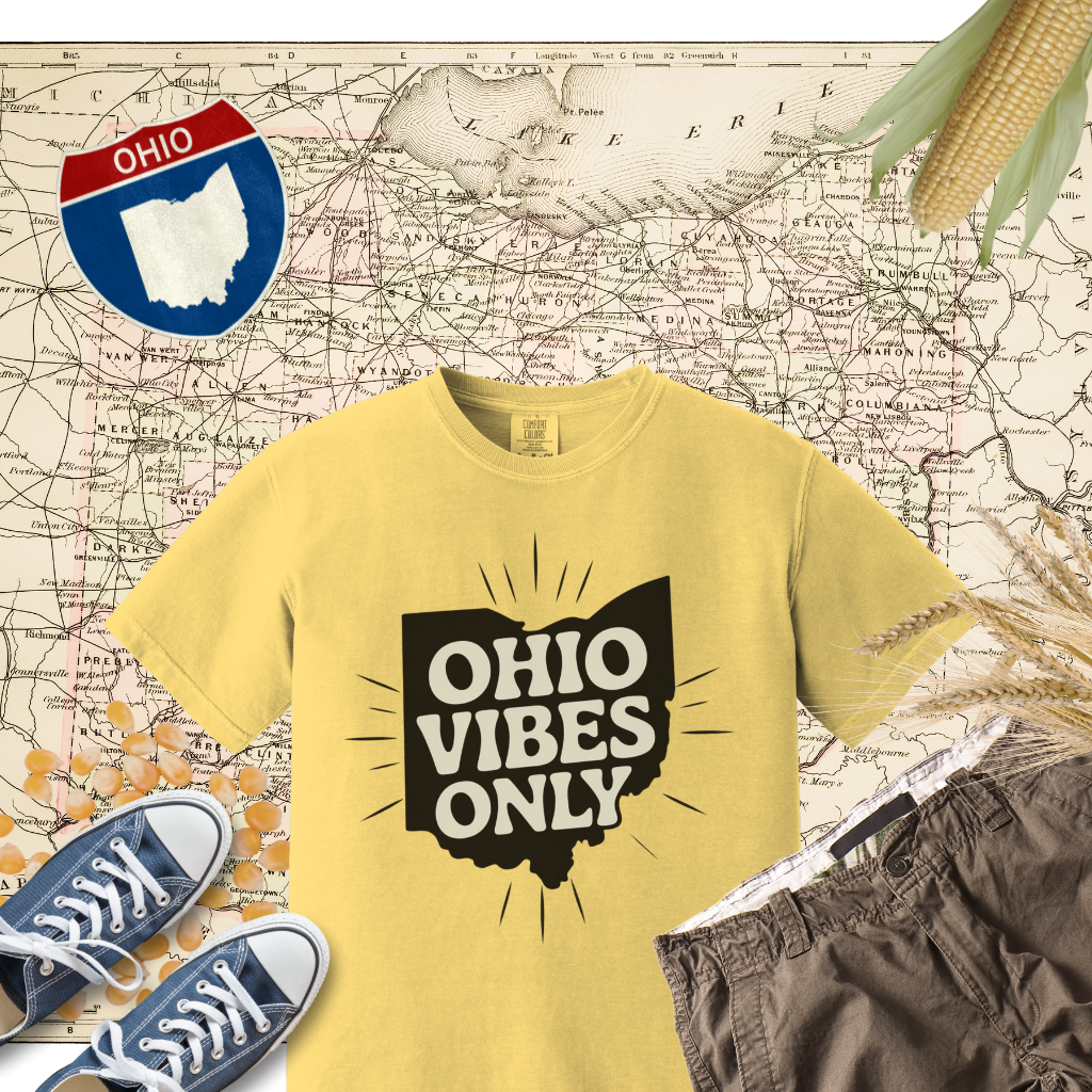 Ohio Vibes Only T-Shirt, Fun Ohio Graphic Tee, Ohio Pride Shirt, Trendy Ohio Apparel, State Love T-Shirt