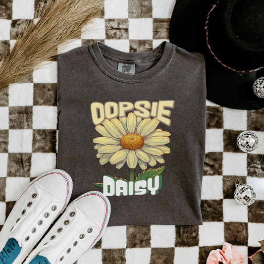 Oopsie Daisy Graphic Tee, Cute Flower T-Shirt, Funny Casual Wear, Women's Summer Outfit, Trendy Graphic Shirt, Gift for Her