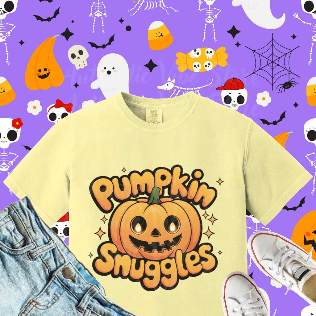 Pumpkin Snuggles Halloween T-Shirt, Cute Pumpkin Design, Funny Halloween Tee, Fall Season Apparel, Spooky Pumpkin Shirt