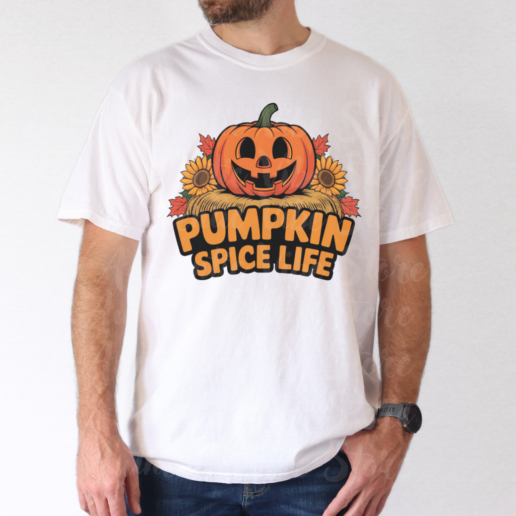 Pumpkin Spice Life T-Shirt, Fall Halloween Pumpkin Tee, Cute Pumpkin Spice Shirt, Autumn Sunflower Graphic Tee, Thanksgiving Shirt