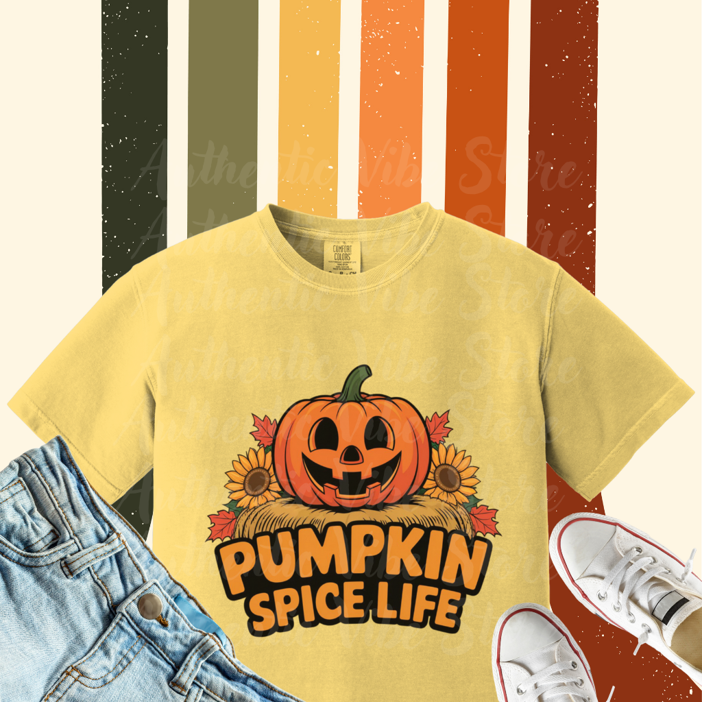 Pumpkin Spice Life T-Shirt, Fall Halloween Pumpkin Tee, Cute Pumpkin Spice Shirt, Autumn Sunflower Graphic Tee, Thanksgiving Shirt