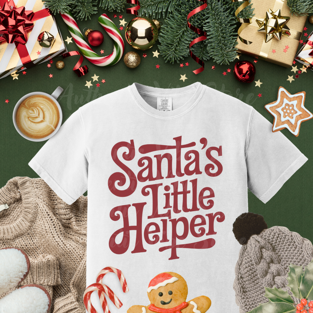 Santa's Little Helper T Shirt, Christmas Holiday Graphic Tee, Festive Santa Claus Shirt, Cute Holiday Gift Idea, Seasonal Family Shirt