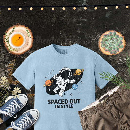 Fun Astronaut Graphic Tee, Spaced Out In Style T-Shirt, Cool Space Themed Shirt, Trendy Astronaut Design, Unique Space Gift