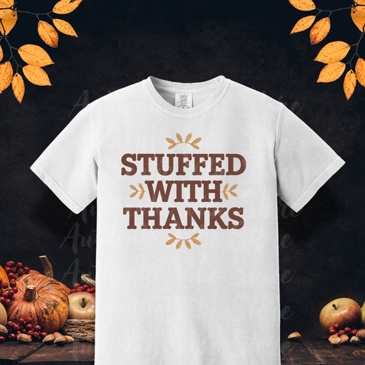 Funny Thanksgiving Shirt, Stuffed With Thanks T-Shirt, Autumn Harvest Tee, Fall Season Gift, Turkey Day Apparel, Quirky Holiday Tee