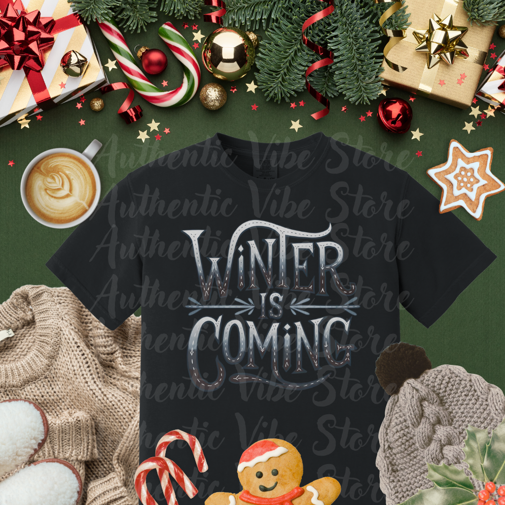 Winter is Coming T-Shirt, Cool Winter Graphic Tee, Fun Winter Quote Shirt, Casual Winter Fashion Tee, Game Day Winter Apparel