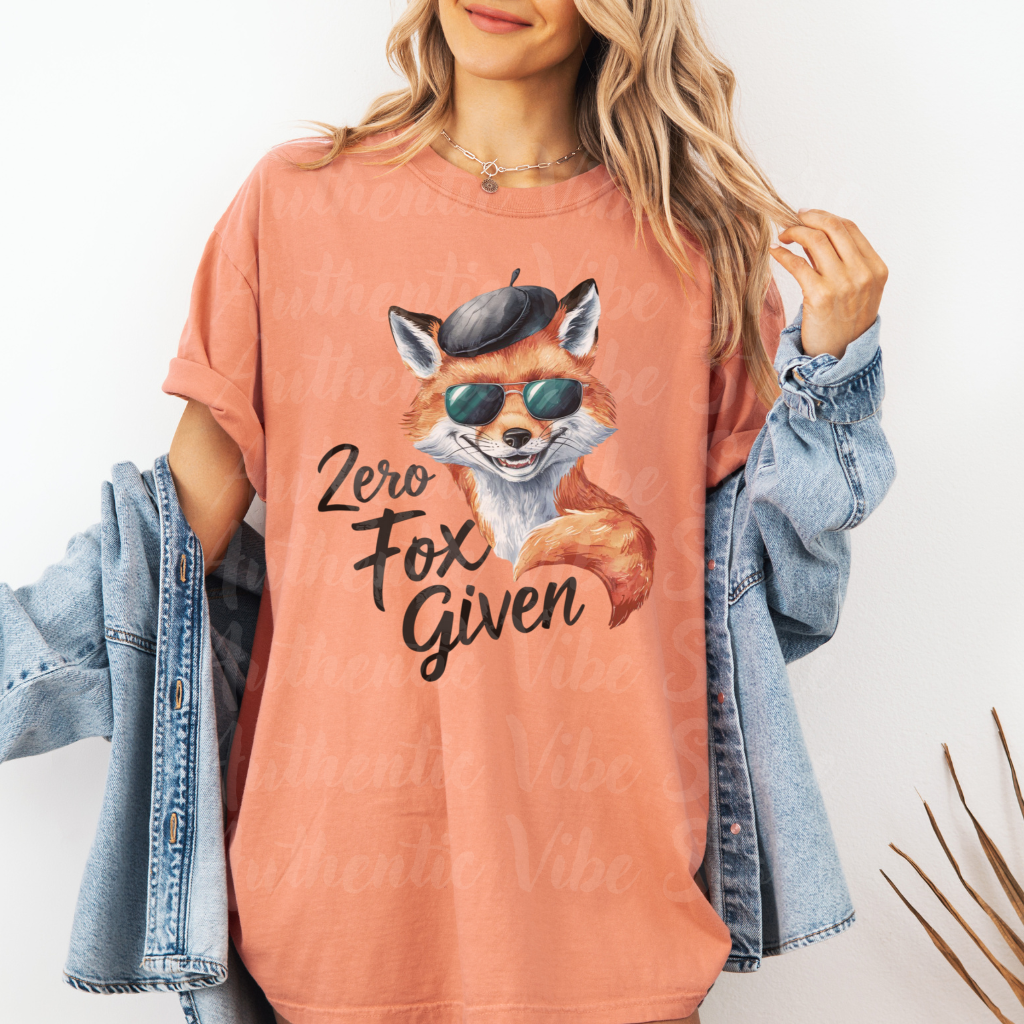 Funny Fox T-Shirt, Zero Fox Given Graphic Tee, Cute Animal Shirt, Novelty Fox Top, Cool Fox Beret Sunglasses Shirt, Fun Gift Tee