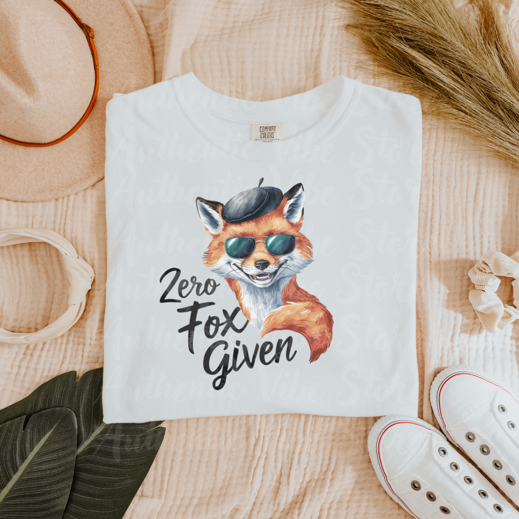 Funny Fox T-Shirt, Zero Fox Given Graphic Tee, Cute Animal Shirt, Novelty Fox Top, Cool Fox Beret Sunglasses Shirt, Fun Gift Tee